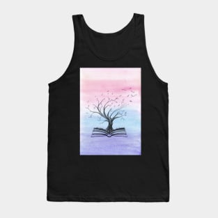 Mystical Tree Growing from an Opened Book Tank Top